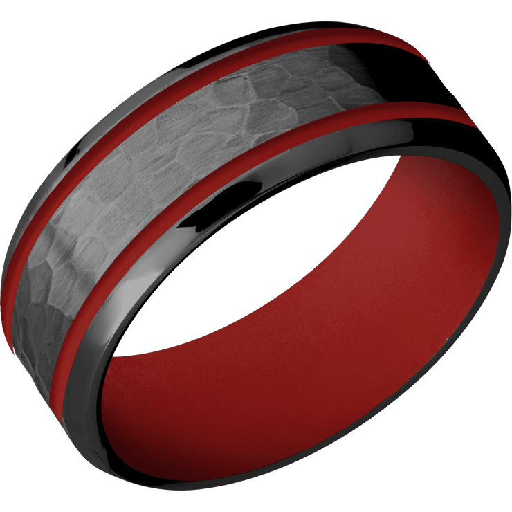 Zirconium + Hammer , Polish Finish + USMC Red