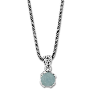 Aquamarine Pendant/Chain in Sterling Silver