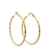 14K Yellow Gold Textured Hoop