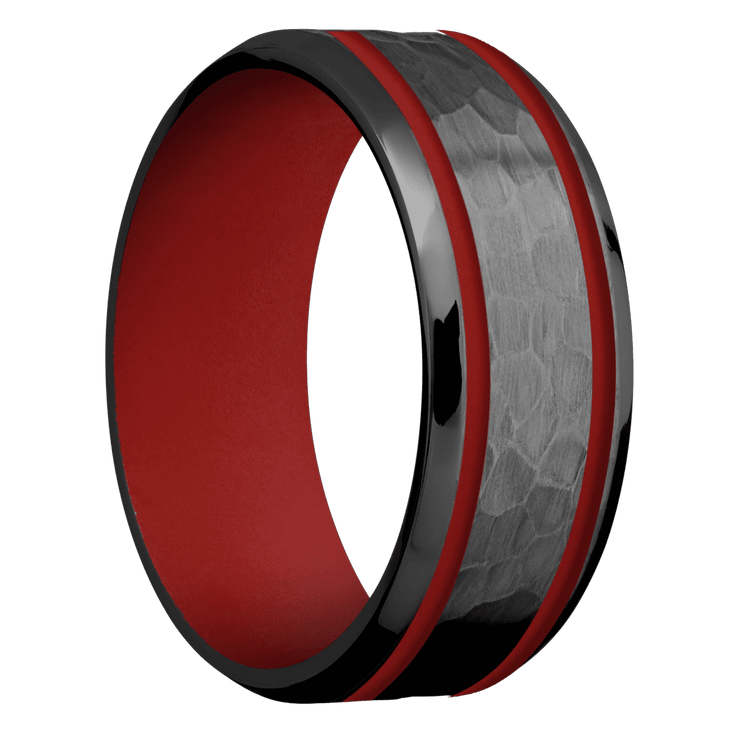 Zirconium + Hammer , Polish Finish + USMC Red