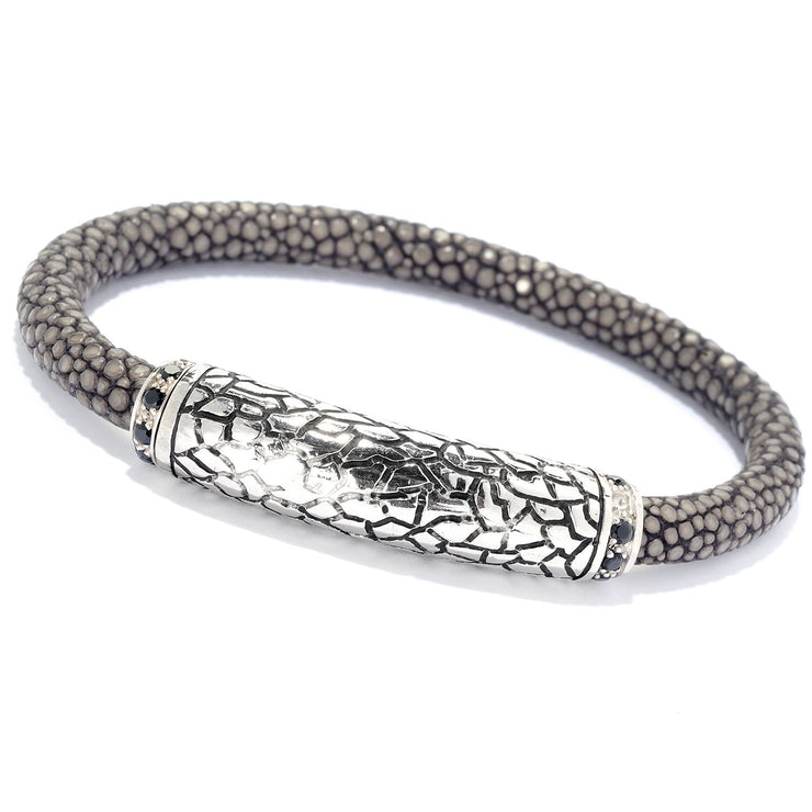 Steel Stingray Bracelet w/ Black Onyx in Sterling Silver