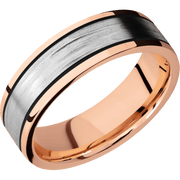 14K Rose Gold with Polish Finish and 14K White Gold Inlay