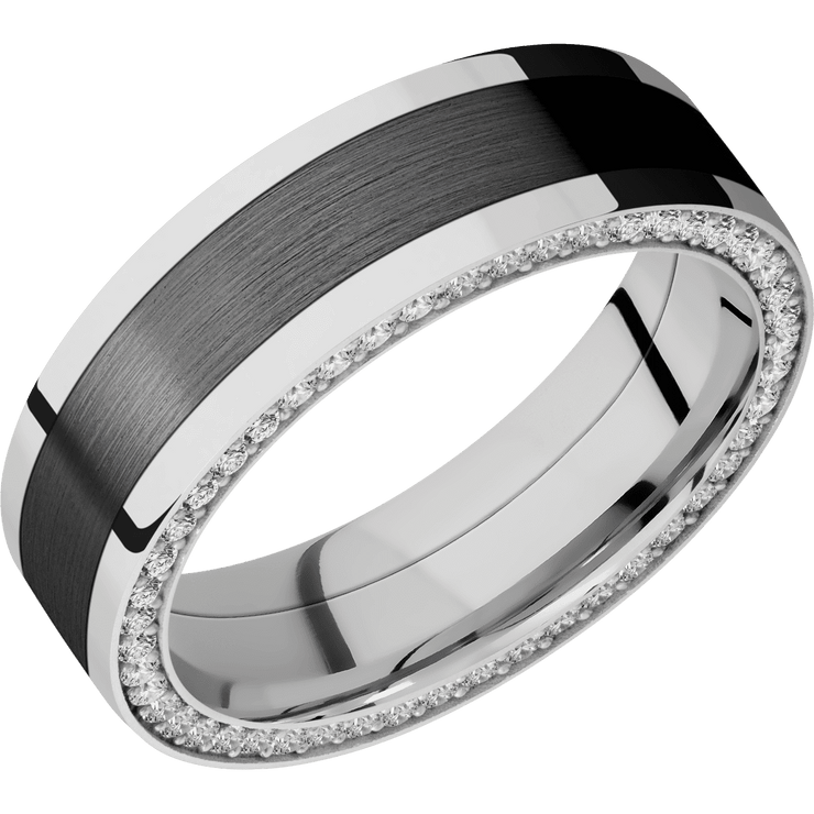 14K White Gold with Polish Finish and Zirconium Inlay