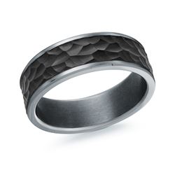 7mm Tantalum & Hammered Carbon Fiber (Size 10)