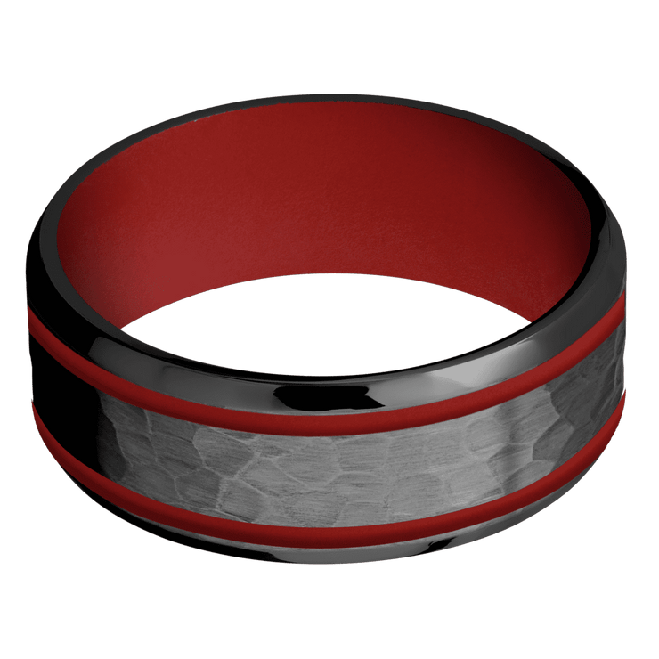 Zirconium + Hammer , Polish Finish + USMC Red
