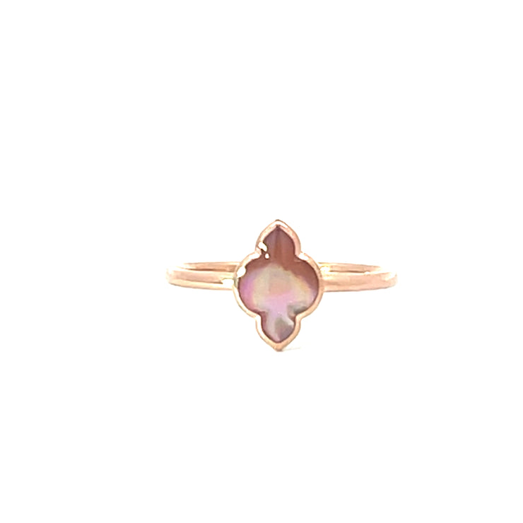 Mother of Pearl Shield Ring in 14K Rose Gold