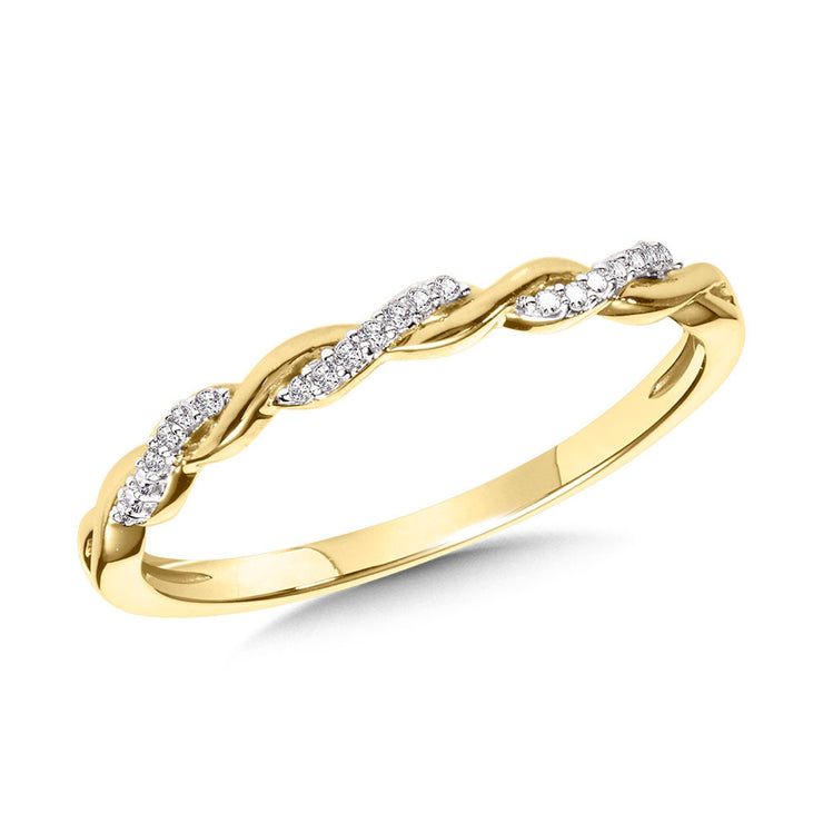 10K YELLOW GOLD & DIAMOND CRISSCROSS STACKABLE GRATITUDE BAND