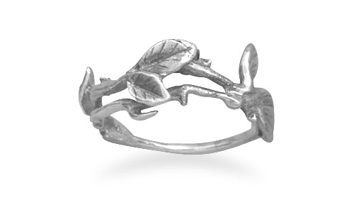 STERLING LEAF DESIGN RING SIZE