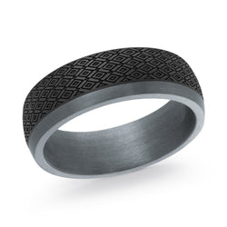 7mm Tantalum & Geometric Carbon Fiber Wedding Band (Size 10)