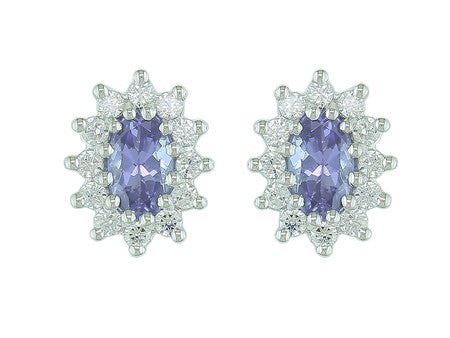 Tanzanite & Diamond Earrings in 14K White Gold
