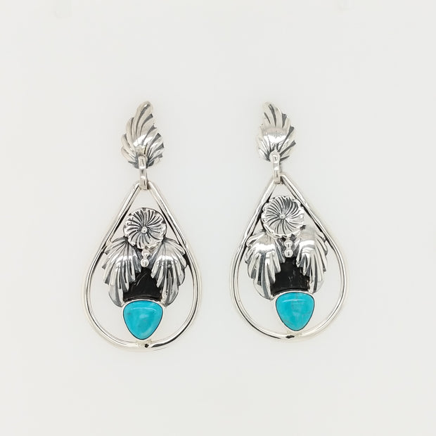 Handmade Navajo Silver & Turqoise Earrings