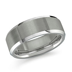 8mm Bevel Edged Tungsten Wedding Band (Size 10)