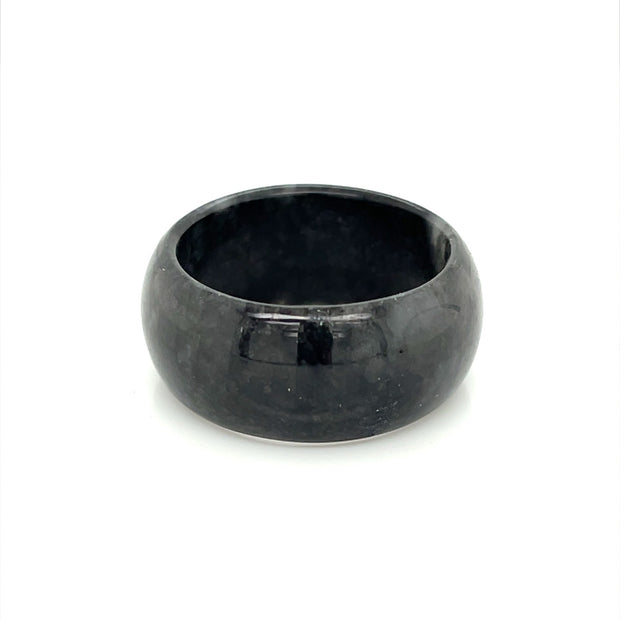 Wide Grey Jadeite Band Ring