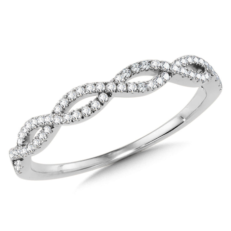 14K White Gold & Diamonds Spiral Ring