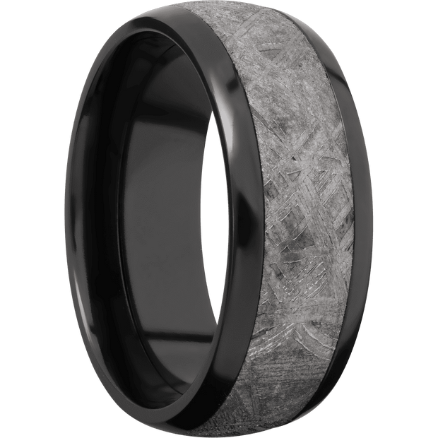 Zirconium with Polish Finish and Meteorite Inlay