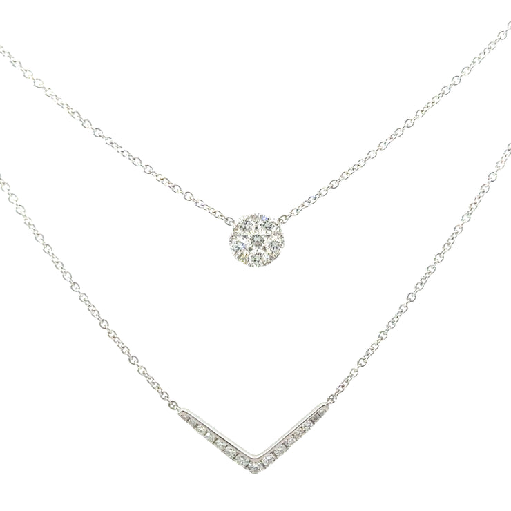 Diamond Double Layer Necklace in 14K White Gold (.53 ctw)