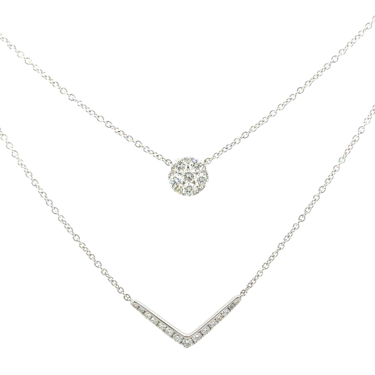 Diamond Double Layer Necklace in 14K White Gold (.53 ctw)