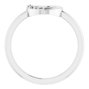 14K White 3-Stone Family Heart Ring Mounting