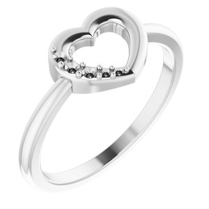 14K White 3-Stone Family Heart Ring Mounting