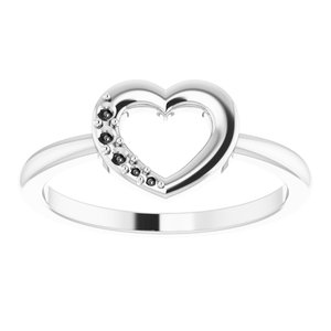14K White 3-Stone Family Heart Ring Mounting