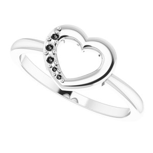 14K White 3-Stone Family Heart Ring Mounting