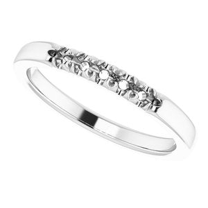 14K White 2 mm Round 5-Stone French-Set Stackable Family Ring Mounting