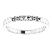 14K White 2 mm Round 5-Stone French-Set Stackable Family Ring Mounting