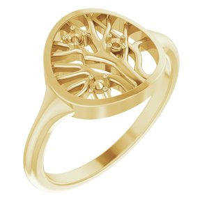 14K Yellow 3-Stone Family Tree Ring Mounting
