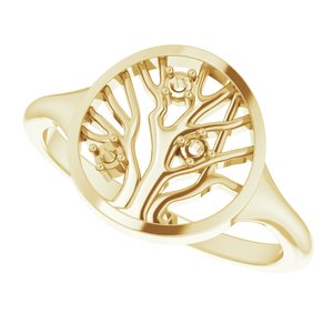 14K Yellow 3-Stone Family Tree Ring Mounting