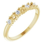 14K Yellow 3-Stone 1/8 CTW Natural Diamond Semi-Set Family Stackable Ring