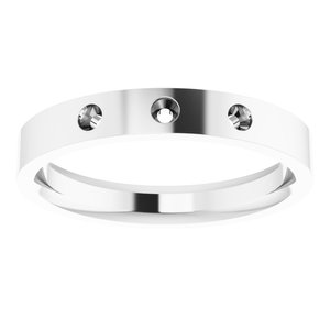 14K White 3-Stone Engravable Family Stackable Ring Mounting