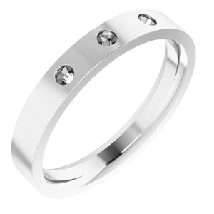 14K White 3-Stone Engravable Family Stackable Ring Mounting