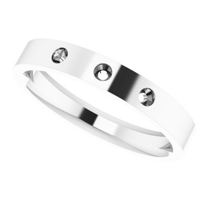 14K White 3-Stone Engravable Family Stackable Ring Mounting