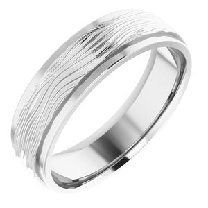 14K White 6 mm Alternative Texture Band Size 10