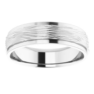 14K White 6 mm Alternative Texture Band Size 10