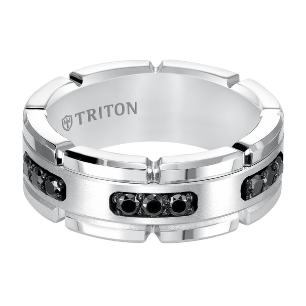 TRITON MEN'S BLACK DIAMOND WEDDING BAND