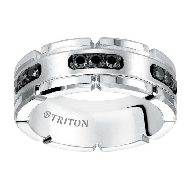 TRITON MEN'S BLACK DIAMOND WEDDING BAND