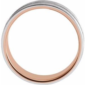 14K Rose & White 7 mm Comfort-Fit Band with Matte Finish Size 10