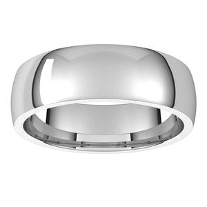 14K White 5 mm Half Round Comfort Fit Light Band Size 10