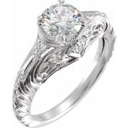 14K White 6.5 mm Round 1/4 CTW Diamond Semi-Set Engagement Ring