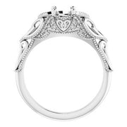 10K X1 White 5.2 mm Round Vintage-Inspired Engagement Ring Mounting