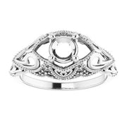 10K X1 White 5.2 mm Round Vintage-Inspired Engagement Ring Mounting