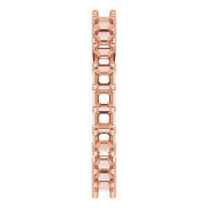 10K Rose 2.6x2.6 mm Asscher Eternity Band Mounting Size 8.5