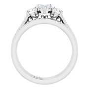 14K X1 White  5x5 mm Heart Engagement Ring Mounting