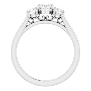 14K X1 White  5x5 mm Heart Engagement Ring Mounting