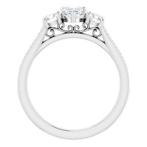 10K White  5x5 mm Heart Engagement Ring Mounting