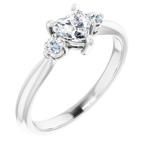 14K White 5x5 mm Heart Engagement Ring Mounting