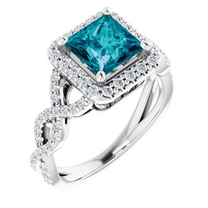 14K White 6.5 mm Round Infinity-Inspired Halo-Style Engagement Ring Mounting