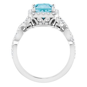 14K White 6.5 mm Round Infinity-Inspired Halo-Style Engagement Ring Mounting