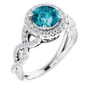 14K White 6.5 mm Round Infinity-Inspired Halo-Style Engagement Ring Mounting